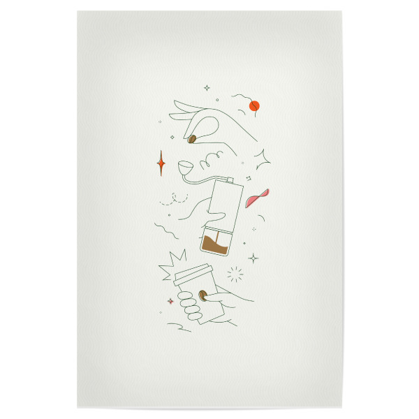 Poster "Kaffeemühle" artboxONE - Essen & Trinken - Getränk,Kaffee,Bohne,Bio,Geschäft,Schleifer,Hand,Tasse,Kunst,Heiß,Wegbringen