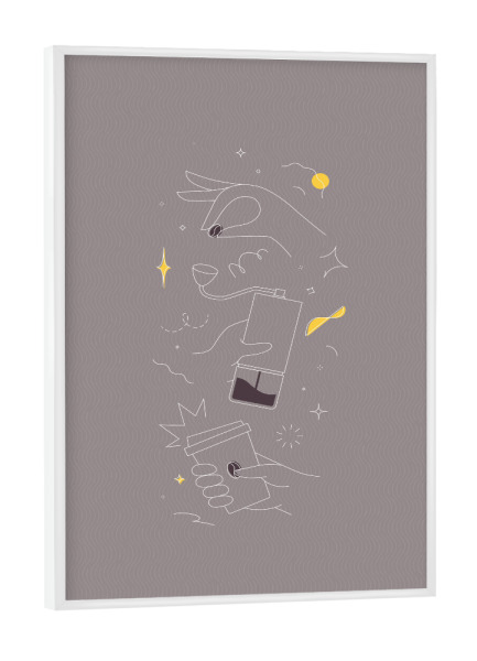 Poster mit weißem Rahmen "Kaffeemühle grau" artboxONE - Essen & Trinken