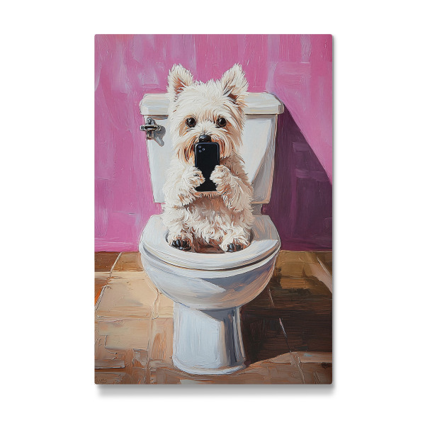 Galerie-Print "Handy Spaß mit Hund" 75x50 cm artboxONE