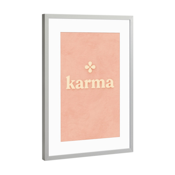 Poster mit Rahmen Silber "Karma (pastel Rosa)" artboxONE - Typografie,Buchstaben,Für Mama - Karma,Namaste,Yoga