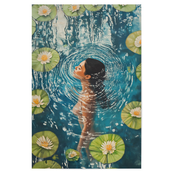 Poster 30x20 cm "Frau mit Seerosen" artboxONE - Natur,Menschen,Unterwasser