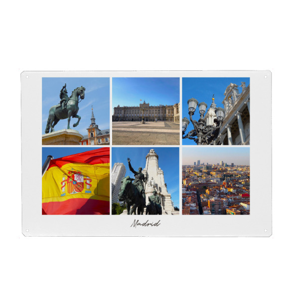 Metall Poster "Madrid Collage" artboxONE - Städte,Reise,Architektur,Reise / Länder
