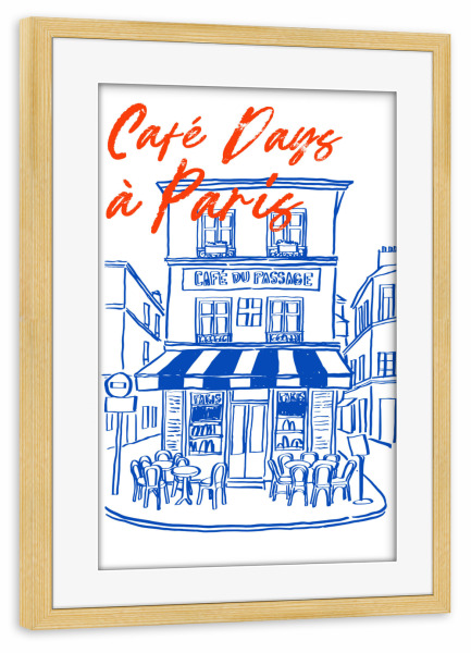 Poster mit Rahmen kiefer "Café Days à Paris" artboxONE - Architektur,Städte / Paris