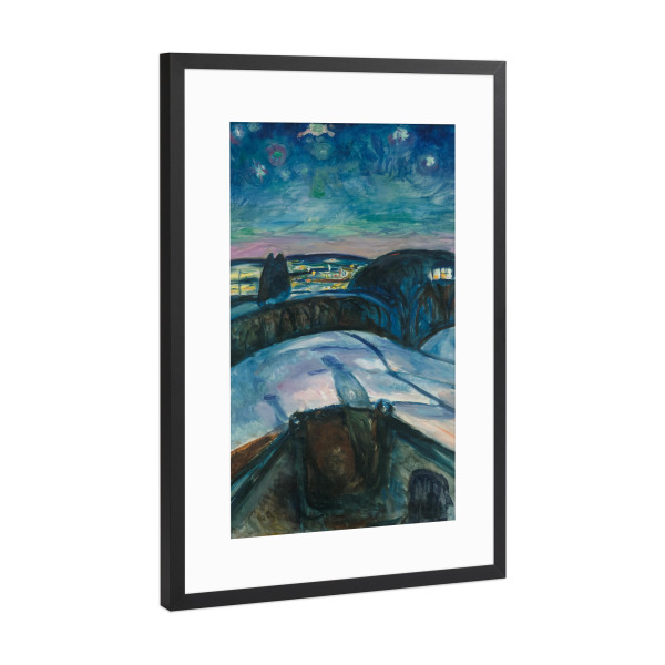 Poster mit Rahmen Schwarz (Metallic) "Sternennacht von Edvard Munch" artboxONE - Reise,Reise / Länder,Für Papa