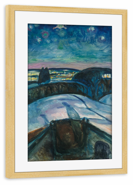 Poster mit Rahmen kiefer "Sternennacht von Edvard Munch" artboxONE - Reise,Reise / Länder,Für Papa