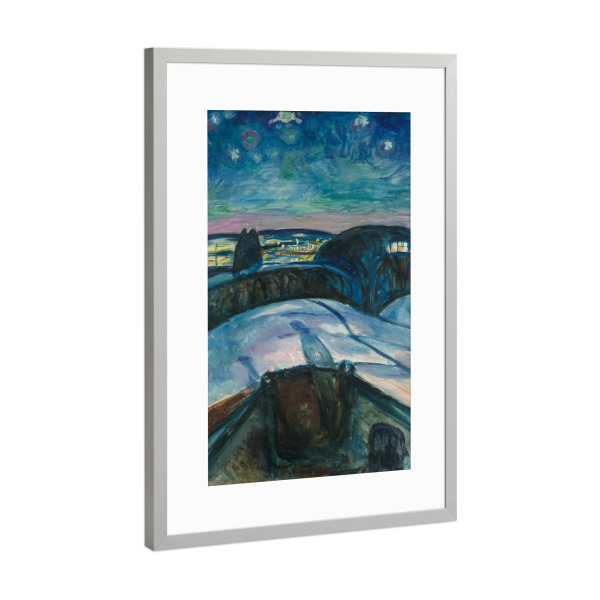 Poster mit Rahmen Silber "Sternennacht von Edvard Munch" artboxONE - Reise,Reise / Länder,Für Papa