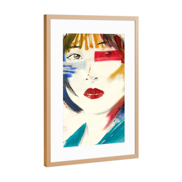 Poster mit Rahmen Kupfer "Noriko" artboxONE - Abstrakt,Menschen - Noriko,Sumie,Japan,Frau