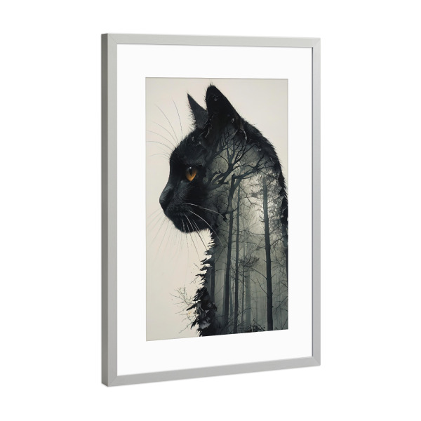 Poster mit Rahmen Silber "Waldkatze" artboxONE - Tiere,Abstrakt