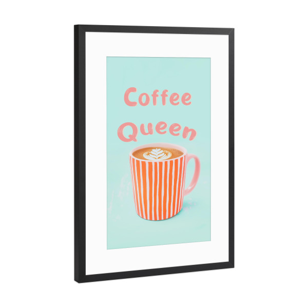 Poster mit Rahmen Schwarz (Metallic) "Kaffee Liebe mit Milchschaum" artboxONE - Typografie,Essen & Trinken