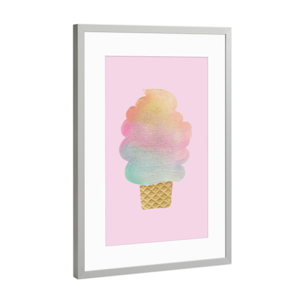 Poster mit Rahmen Silber "Glitzerwirbel Eis" artboxONE - Essen & Trinken