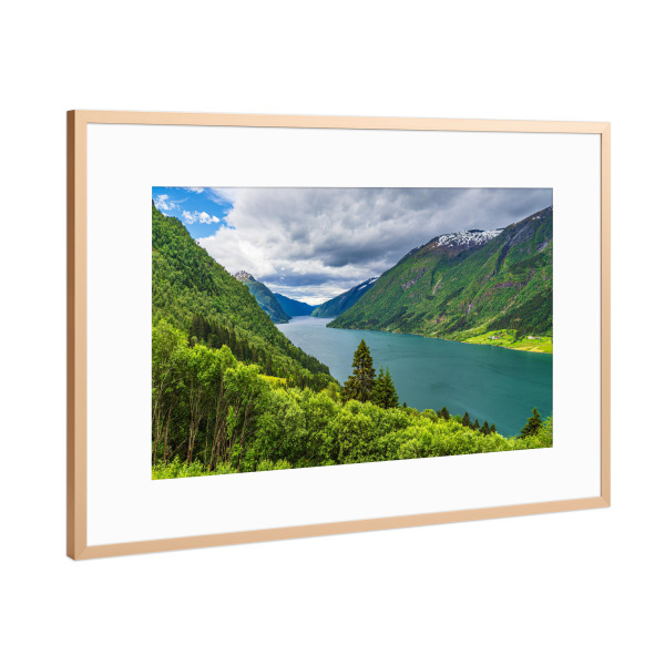 Poster mit Rahmen Kupfer "Blick auf den Fjærlandsfjord" artboxONE - Natur,Reise,Reise / Strand und Meer,Reise / Länder