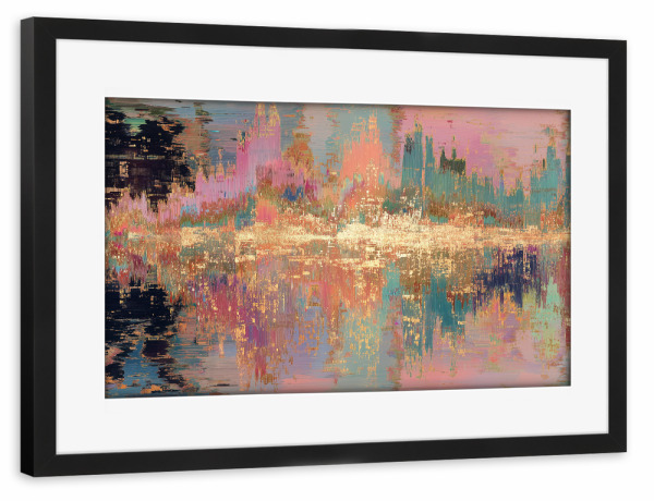 Poster mit Rahmen schwarz "Goldene Abstrakt Träume" artboxONE - Natur,Abstrakt,Geometrie