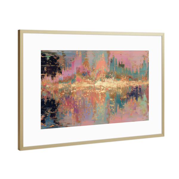 Poster mit Rahmen Gold "Goldene Abstrakt Träume" artboxONE - Natur,Abstrakt,Geometrie