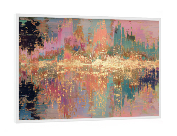 Poster mit weißem Rahmen "Goldene Abstrakt Träume" artboxONE - Natur,Abstrakt,Geometrie