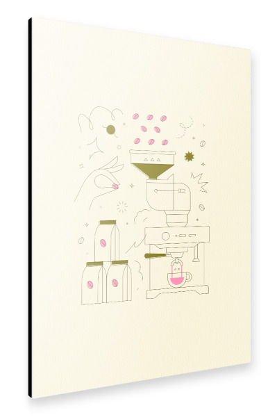 Alu-Dibond "Kaffeemaschine gelb" 30x20 cm artboxONE