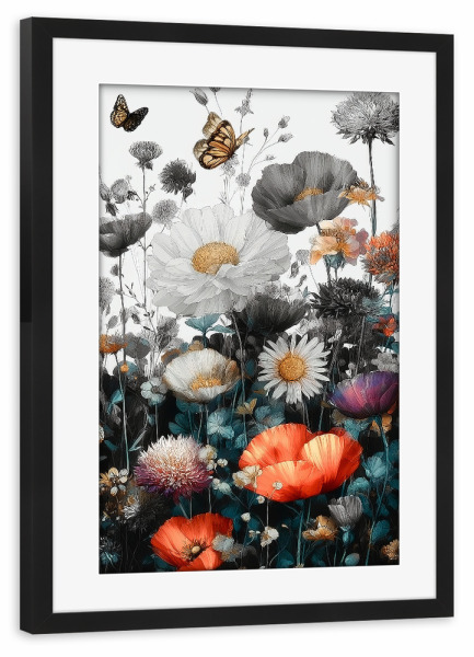 Poster mit Rahmen schwarz "Schöner Blumengarten D (matart)" artboxONE - Natur,Floral - Blumen,Garten,Natur,Modern,Kunst
