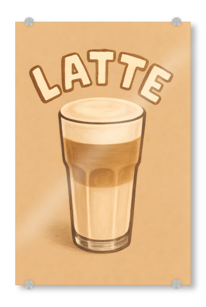 Acrylglasbild "Cafe Latte" artboxONE - Typografie,Essen & Trinken