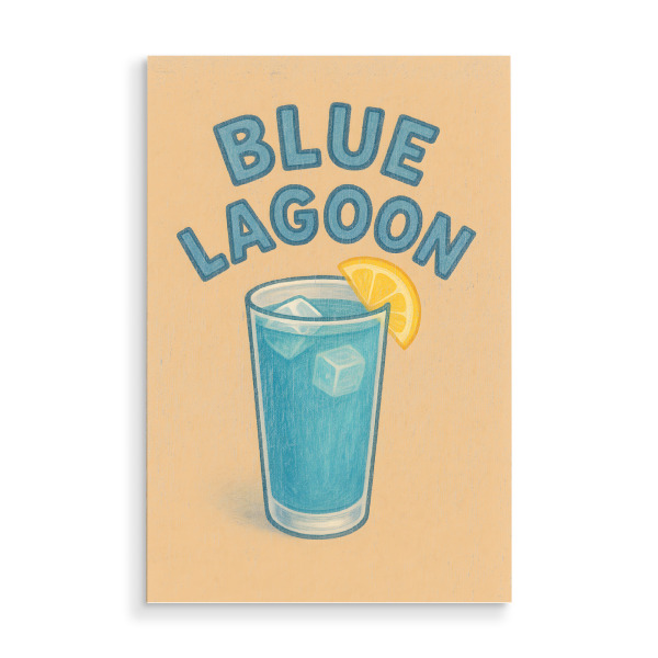 Holzbild "Blue Lagoon - Cocktail" artboxONE - Typografie,Essen & Trinken