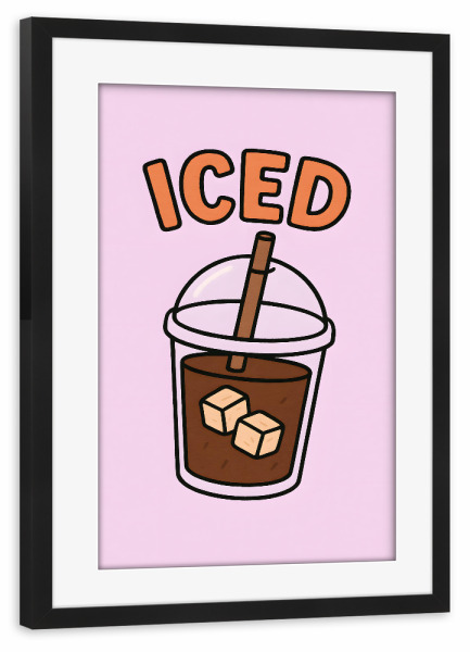 Poster mit Rahmen schwarz "Iced Coffee" artboxONE - Typografie,Essen & Trinken