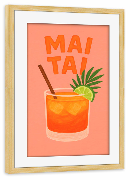 Poster mit Rahmen kiefer "Mai Tai - Cocktail" artboxONE - Typografie,Essen & Trinken