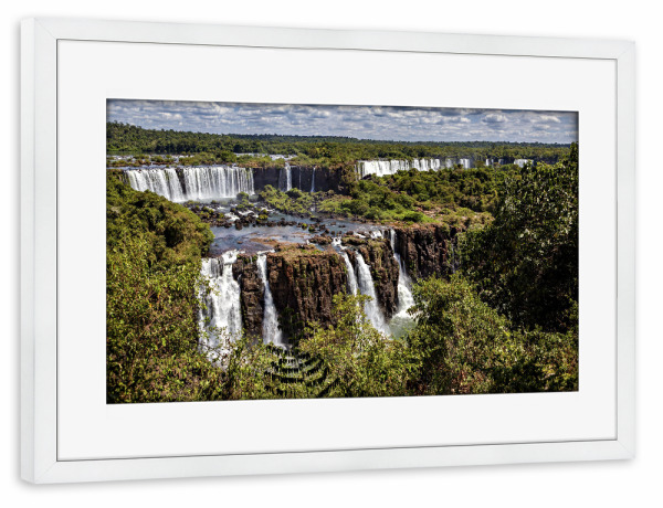 Poster mit Rahmen weiß "Wasserfälle des Iguazu" artboxONE - Natur,Reise - Iguazu,Argentinien,Brasilien,Wasserfall,Landschaft,Fluss,Natur,Südamerika