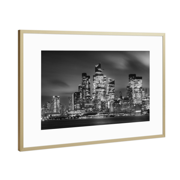 Poster mit Rahmen Gold "Hudson Yards | Monochrom" artboxONE - Städte,Städte / New York,Reise,Schwarzweiß,Architektur