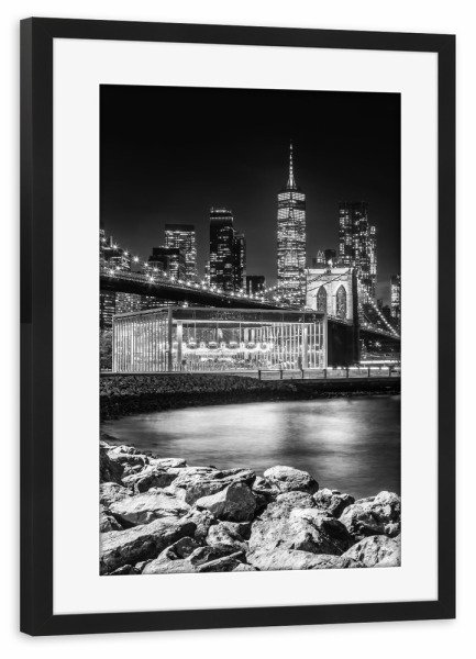 Poster mit Rahmen schwarz "NYC Impression | Monochrom" artboxONE - Städte,Städte / New York,Reise,Schwarzweiß,Architektur