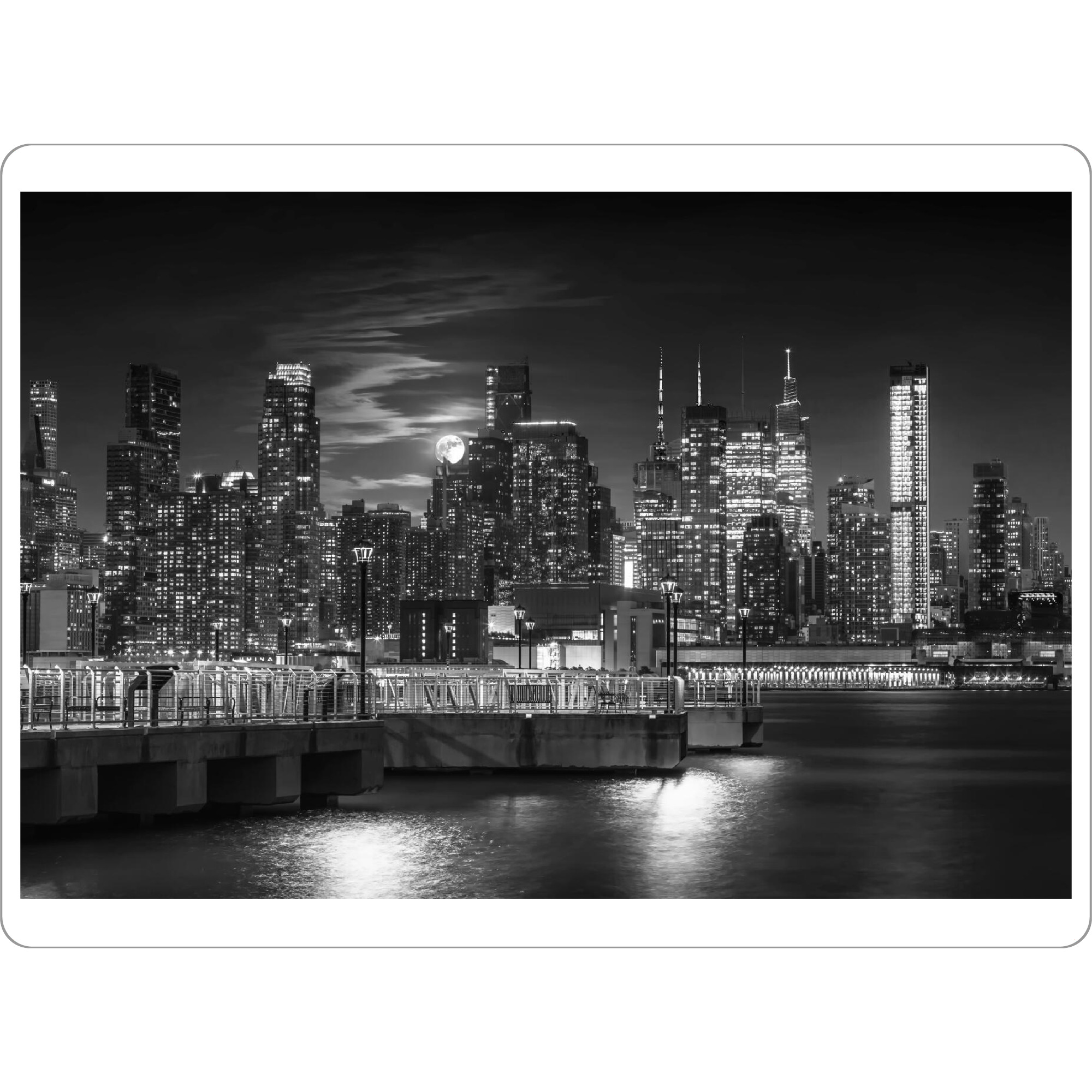 Tischset "Vollmond über Manhattan" artboxONE - Städte,Städte / New York,Reise,Schwarzweiß,Architektur