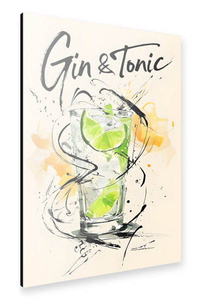 Alu-Dibond "Gin und Tonikum in Aquarell" 30x20 cm artboxONE