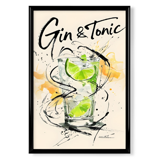 Gin und Tonikum in Aquarell