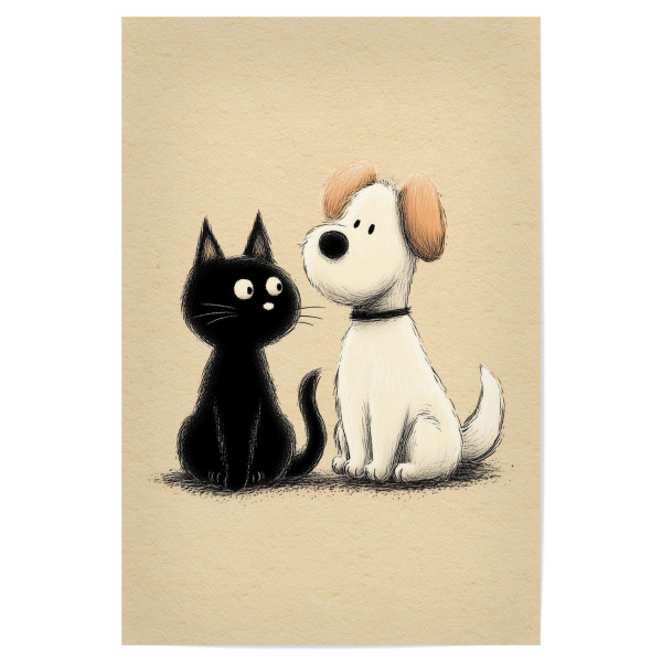 Poster "Hund und Katze" artboxONE - Tiere,Comic,Lustig