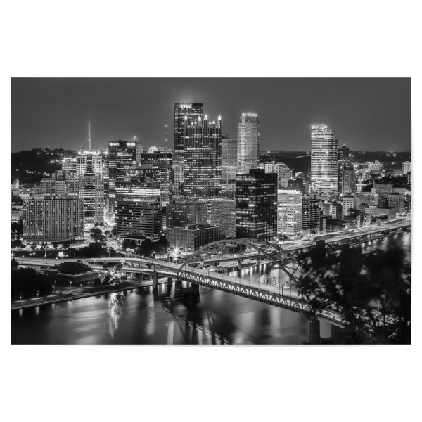 Poster "Monochromes Pittsburgh am Abend" artboxONE - Städte,Reise,Schwarzweiß,Architektur,Städte / Weitere