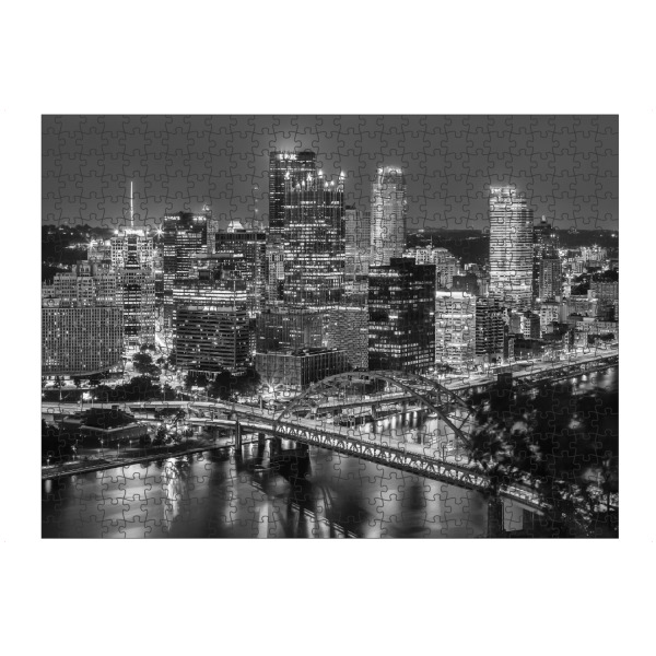 Puzzle Ravensburger "Monochromes Pittsburgh am Abend" artboxONE - Städte,Reise,Schwarzweiß,Architektur,Städte / Weitere