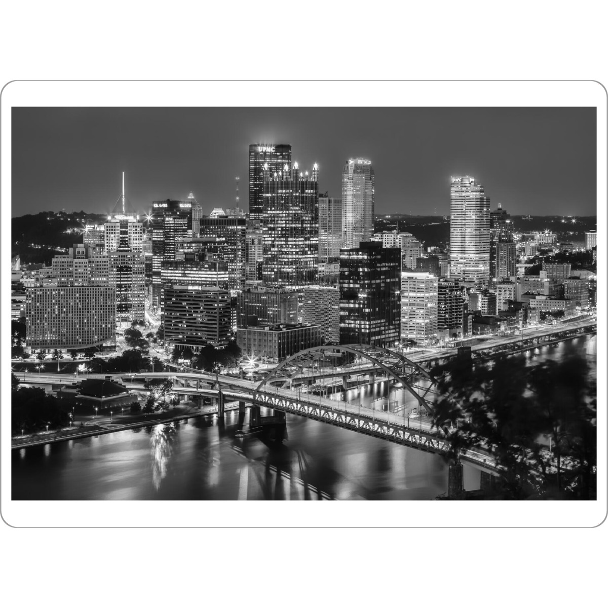 Tischset "Monochromes Pittsburgh am Abend" artboxONE - Städte,Reise,Schwarzweiß,Architektur,Städte / Weitere