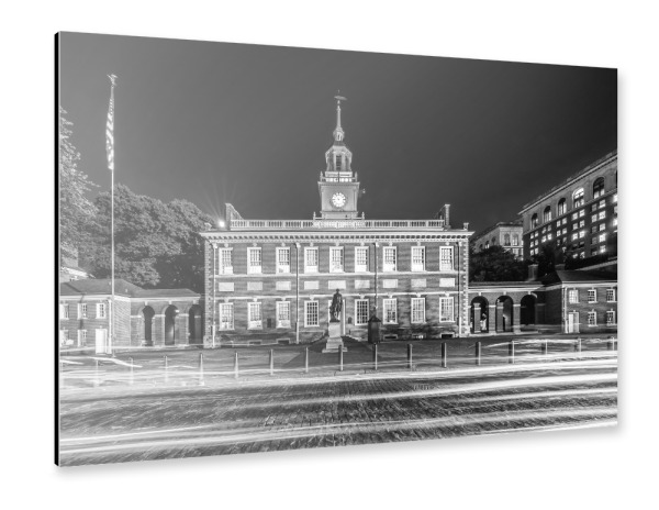 Alu-Dibond "Independence Hall | Monochrom" 75x50 cm artboxONE