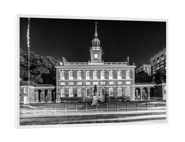 Poster mit weißem Rahmen "Independence Hall | Monochrom" artboxONE - Städte,Reise,Schwarzweiß,Architektur,Städte / Weitere