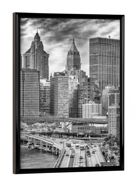 Poster mit schwarzem Rahmen "NYC Finanzdistrikt | Monochrom" artboxONE - Städte,Städte / New York,Reise,Schwarzweiß,Architektur