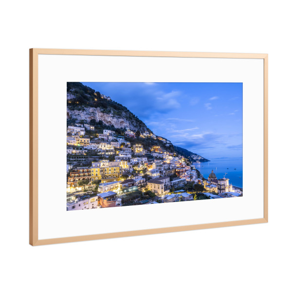Poster mit Rahmen Kupfer "Abenddämmerung über Positano" artboxONE - Reise,Architektur,Reise / Strand und Meer
