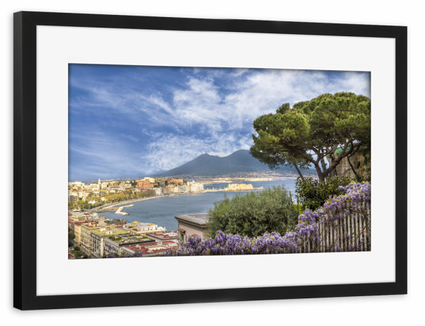 Poster mit Rahmen schwarz "NEAPEL Idyllischer Blick zum Vesuv" artboxONE - Städte,Natur,Reise,Architektur,Städte / Weitere