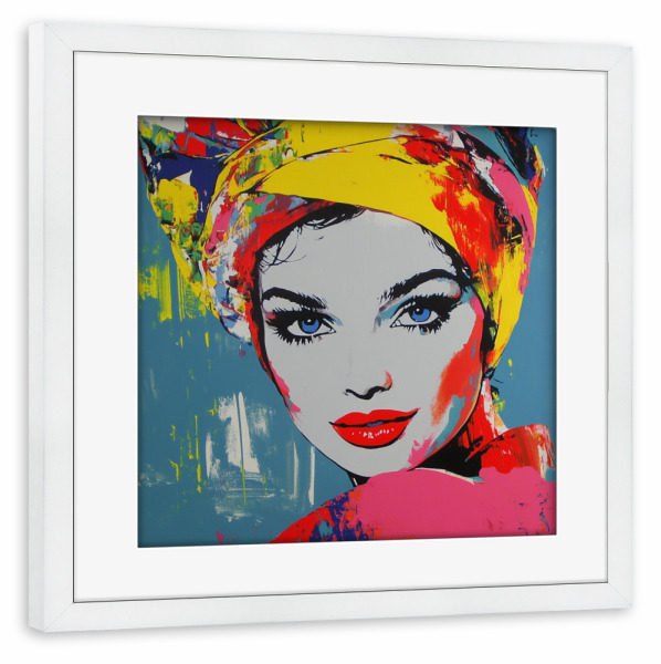 Poster mit Rahmen weiß "TRADITIONAL WOMAN" artboxONE - Abstrakt,Menschen,Liebe,Für Mama - Tradition,Frau,Popart,Interior,Artsy,Art,Kunst