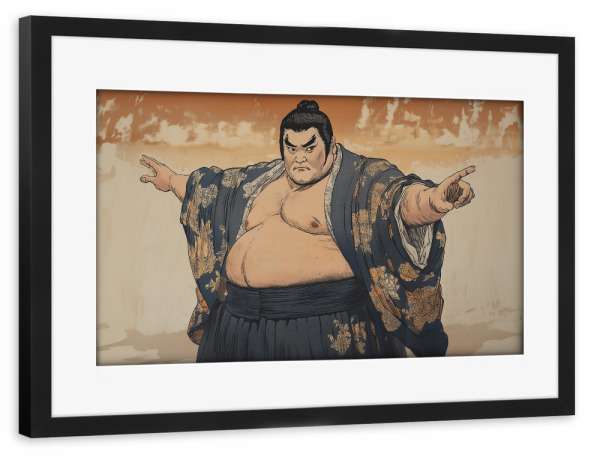 Poster mit Rahmen schwarz "Sumo-Ringer Mimik" artboxONE - Menschen,Sport,Reise / Länder