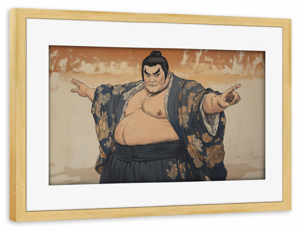 Poster mit Rahmen kiefer "Sumo-Ringer Mimik" artboxONE - Menschen,Sport,Reise / Länder