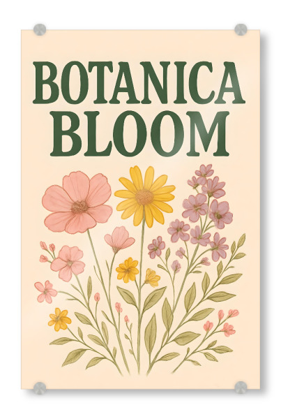 Acrylglasbild "Botanica Bloom Blumen" artboxONE - Floral,Abstrakt - Blumen,Botanisch,Kunstdruck,Blumen,Aquarell,Blüte,Rosa,Gelb,Lavendel,Beige