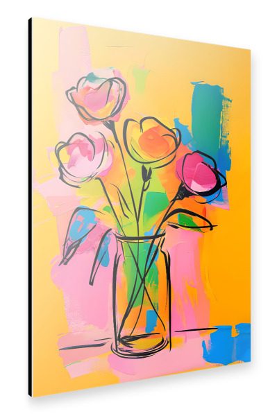 Alu-Dibond "Buntes Blumenmalerei" 75x50 cm artboxONE