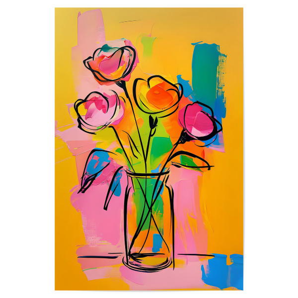 Poster 30x20 cm "Buntes Blumenmalerei" artboxONE - Floral,Abstrakt