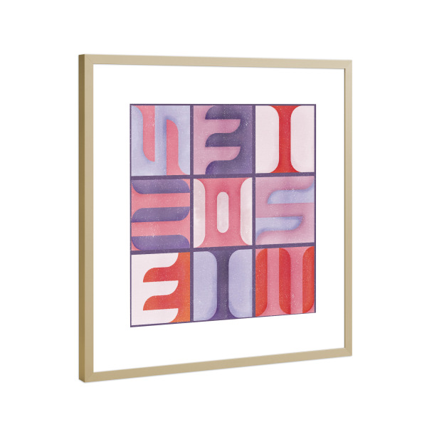 Poster mit Rahmen Gold "Simbolica -Fliesen - violet" artboxONE - Abstrakt,Geometrie