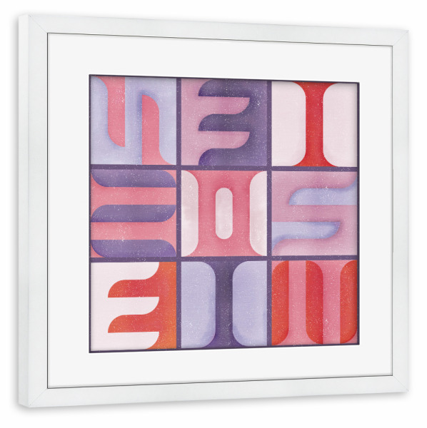 Poster mit Rahmen weiß "Simbolica -Fliesen - violet" artboxONE - Abstrakt,Geometrie