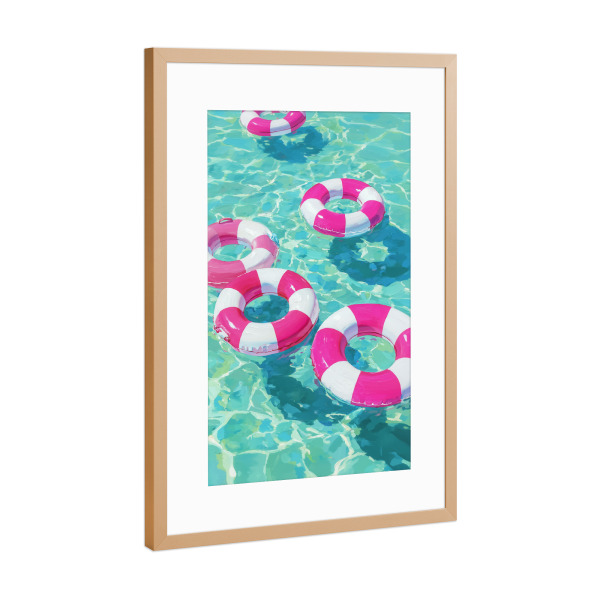 Poster mit Rahmen Kupfer "Fröhliche Schwimmreifen" artboxONE - Natur,Reise,Reise / Strand und Meer