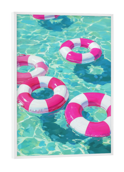 Poster mit weißem Rahmen "Fröhliche Schwimmreifen" artboxONE - Natur,Reise,Reise / Strand und Meer