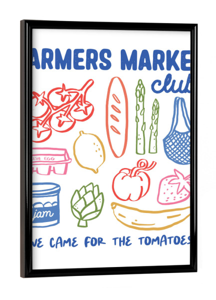Poster mit schwarzem Rahmen "Farmers Market Club Assortment" artboxONE - Typografie,Essen & Trinken